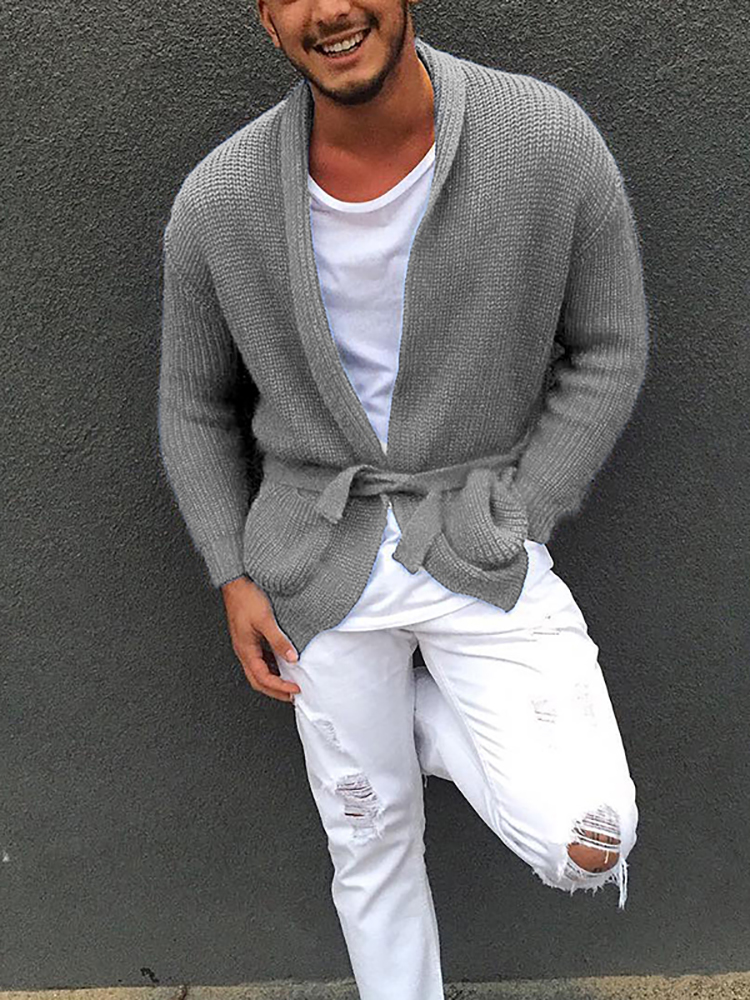 mens belted cardigan