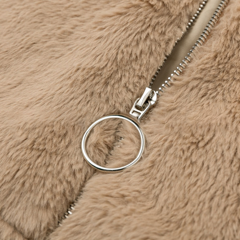 Fashion khaki thick warm zipper fur coat8